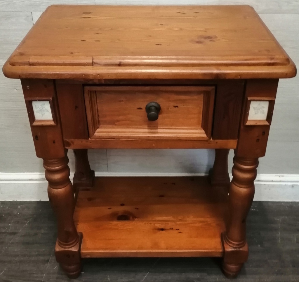 Quality Mexican Pine Side Table with Drawer