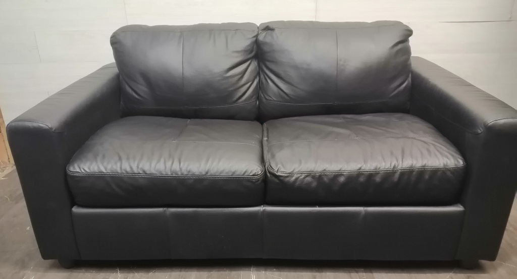 Black Leather Two Seater Sofa Bed