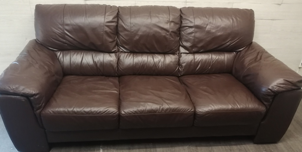 Three seater leather brown sofa