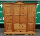Large Solid Pine Four Door Wardrobe With Drawers