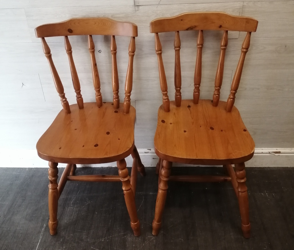 PAIR  PINE DINING CHAIRS