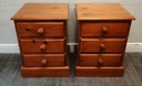 PAIR SOLID PINE THREE DRAWER BEDSIDES CHESTS