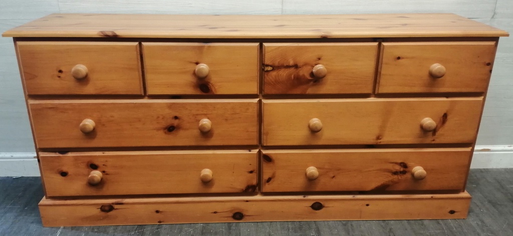 Quality Solid Pine Large Eight Drawer Merchant Style Chest