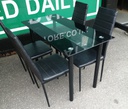 BLACK GLASS TABLE AND 4 CHAIRS