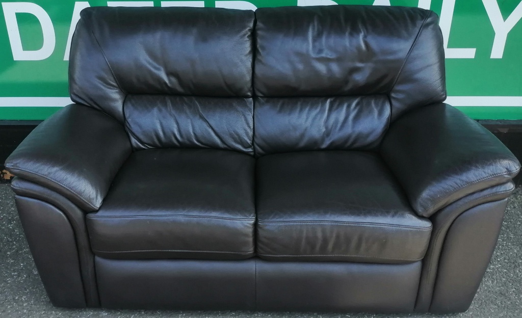 Quality Dark Brown  Leather Two Seater Sofa
