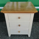 SHAKER STYLE OFF WHITE  BEDSIDE CHEST OF THREE DRAWERS