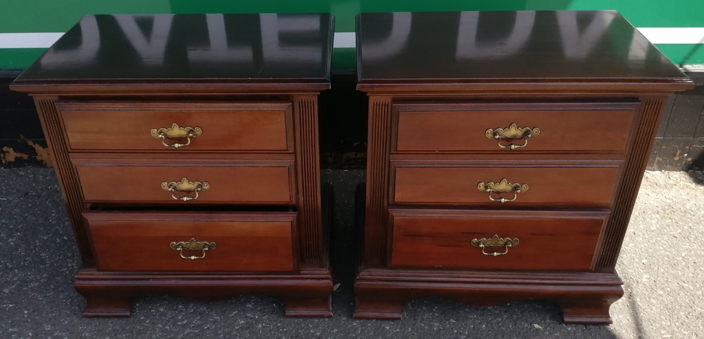 Pair of large dark wood bedside chests