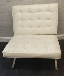 [HF18000] Classic style Modern Barcelona Chair in Cream faux Leather