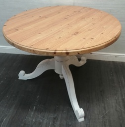 [HF18042] ROUND SOLID PINE  SHABBY CHIC WHITE PAINTED TABLE