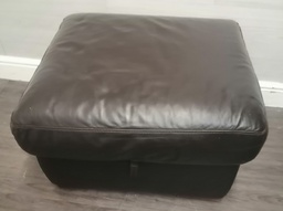[HF18145] BROWN LEATHER OTTOMAN FOOTSTOOl