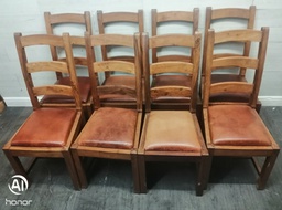 [HF18141] SET OF EIGHT RUSTIC SHEESHAM DINING CHAIRS