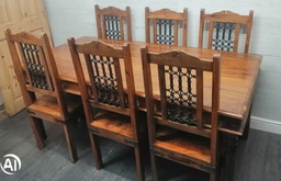 [HF18173] SHEESHAM DINING TABLE &amp; SIX CHAIR SET