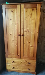 [HF18175] Double pine wardrobe with drawers