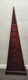[HF18370] DARK WOOD PYRAMID CHEST OF 9 DRAWERS