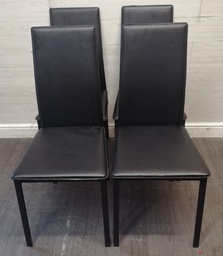 [HF18511] SET 4 BLACK FAUX LEATHER DINING CHAIRS