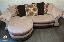 [HF18538] Large DFS Brown Toned Four SEATER CHAISE-END SOFA