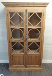 [HF18533] STUNNING RUSTIC PINE GLAZED FRONTED DISPLAY UNIT