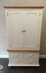 [HF18677] Double white / pine wardrobe with drawers
