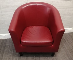 [HF18711] Red faux leather tub chair
