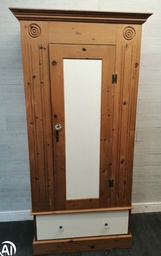 [HF18832] SINGLE DOOR SOLID PINE WARDROBE WITH DRAWER